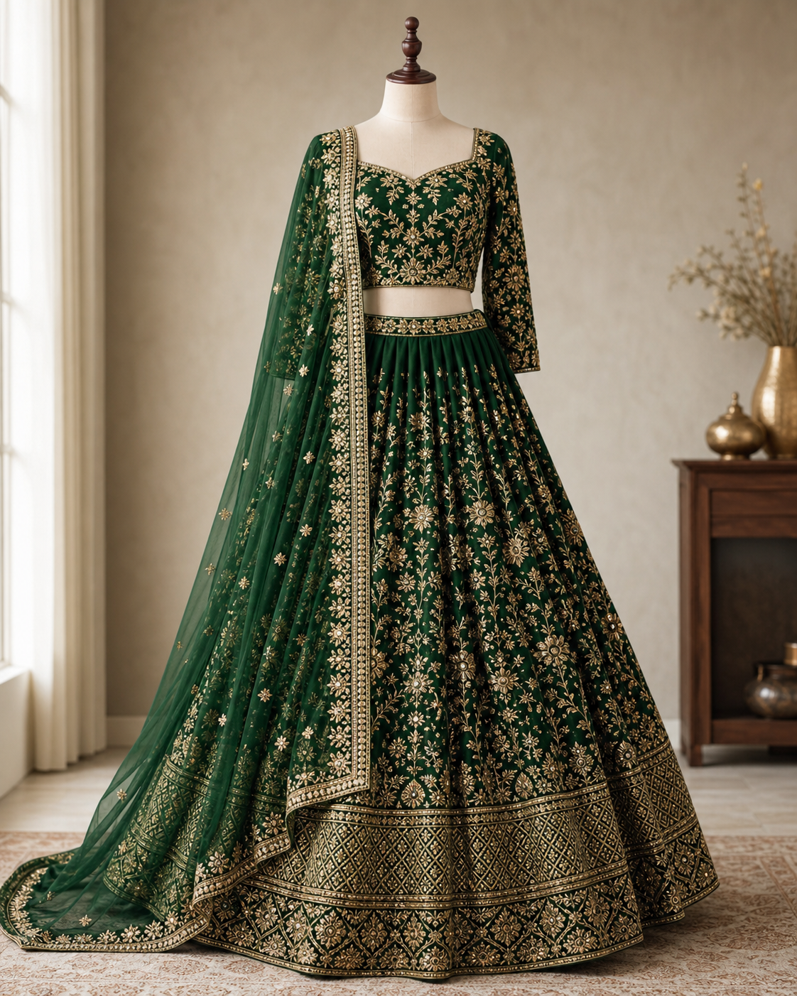 Emerald embroidered lehenga